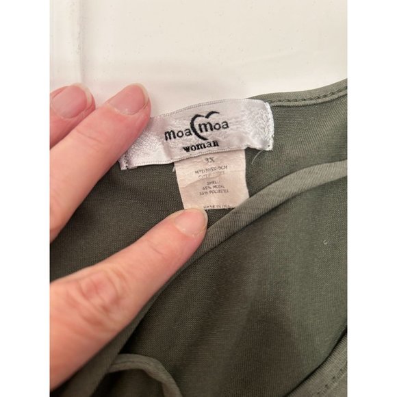 Moa Moa womens green v-neck plus size 3x short sleeve shirt - Picture 4 of 5